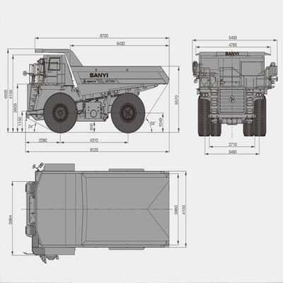 Camion à benne basculante de mine SRT55D 480kW 35m3 avec capacité de charge 55t
