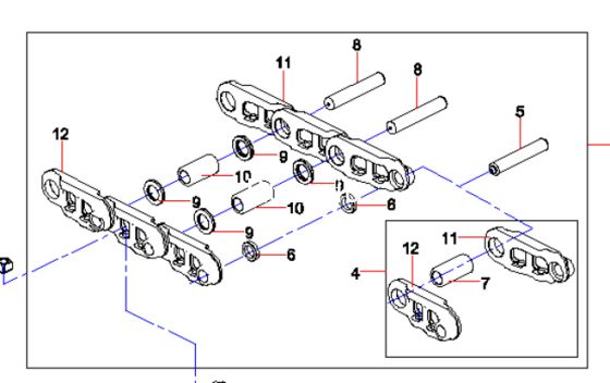 SANY Assemblage de chaîne de voie 11717576, 10786241, 14092184