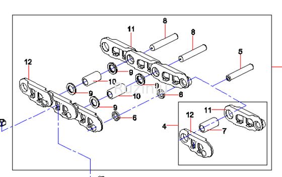SANY Assemblage de chaîne de voie 12234749, 14017794